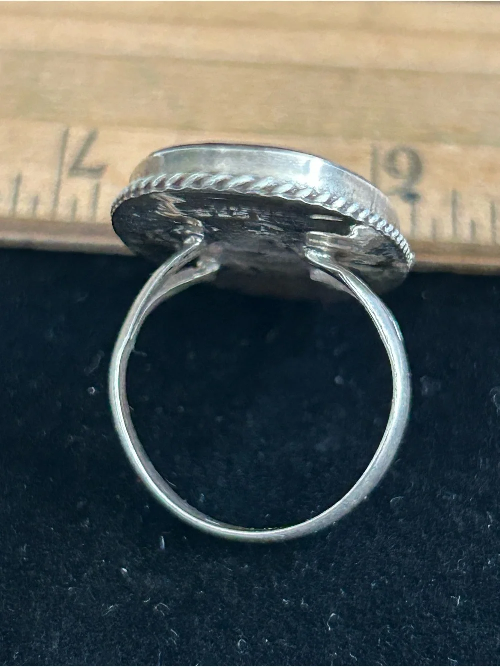 Vintage Taxco Mexico Sterling Silver Cannabis Inlay Abalone Ring Size 8.25